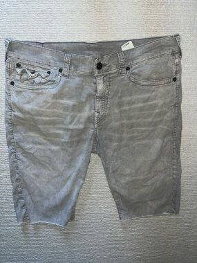 True Religion Men's Gray Washed Denim Shorts
